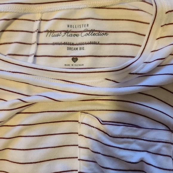 Hollister Must Have Collection Striped Pocket Short Sleeve T-shirt White XS - Picture 3 of 4